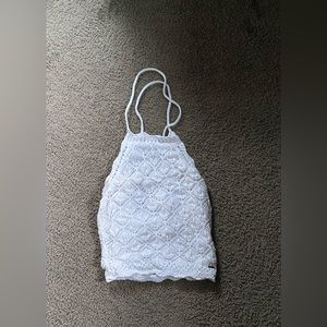 Hollister white knitted crop top